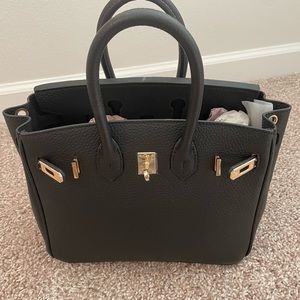 Black leather fashion tote 25cm lghw